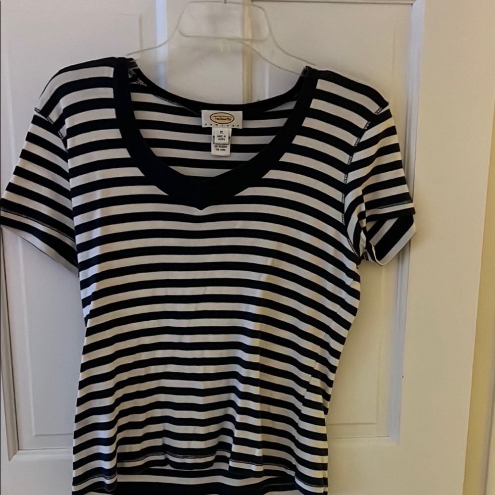 Talbots Navy and White Striped Women's Top